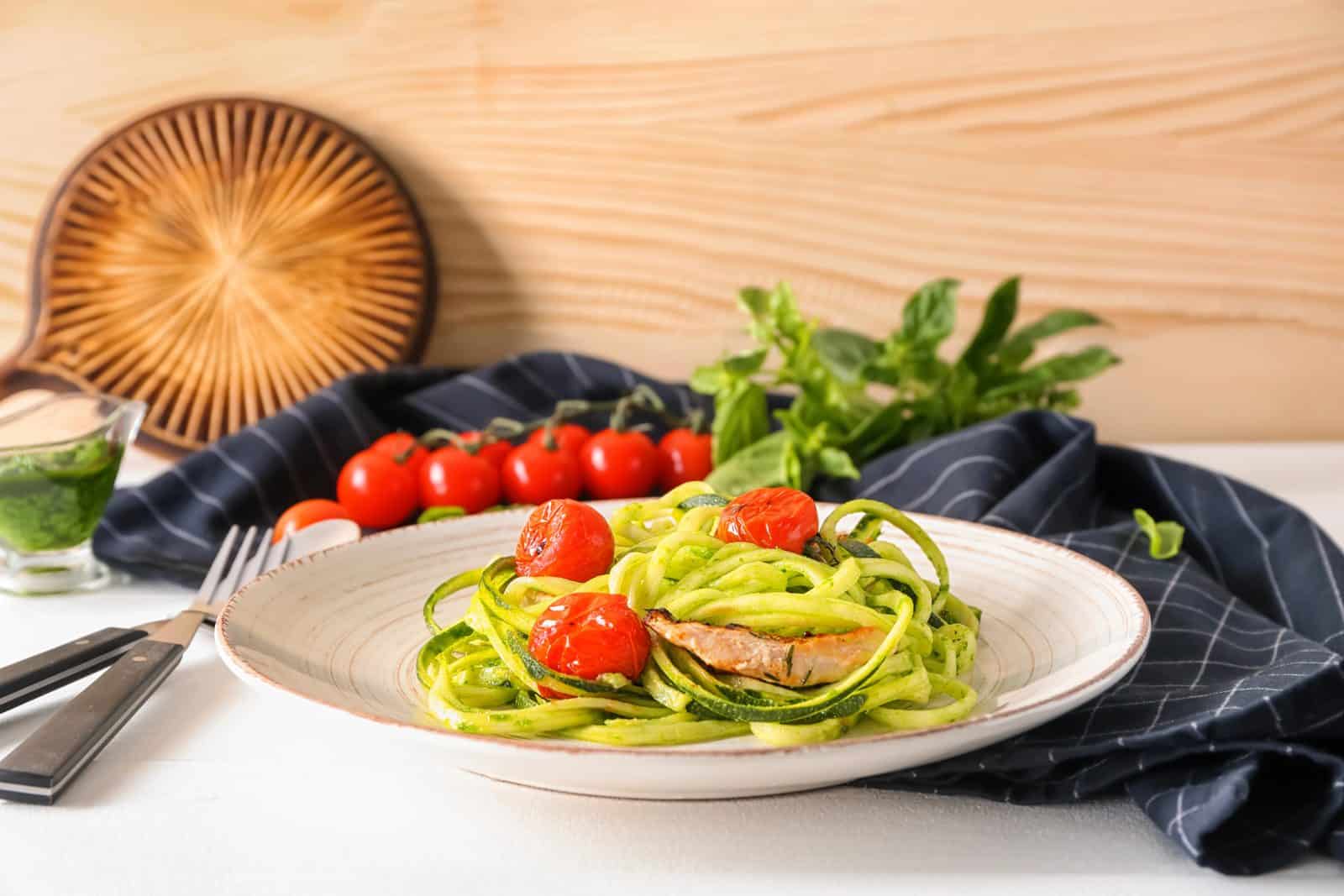 Chicken and zucchini noodle primavera