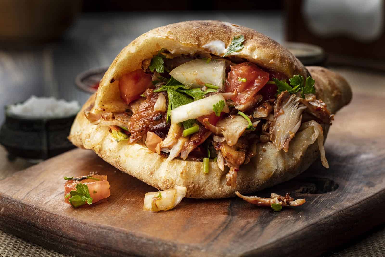 Greek yogurt marinated chicken gyro