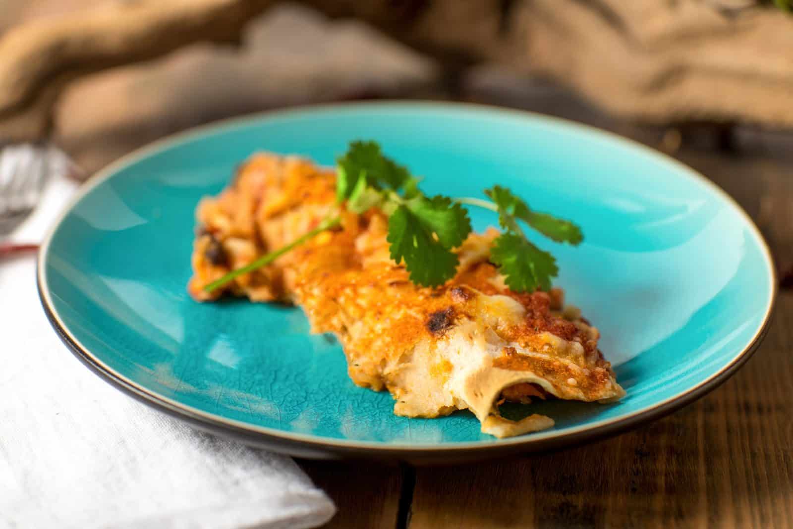 Black bean and sweet potato enchilada