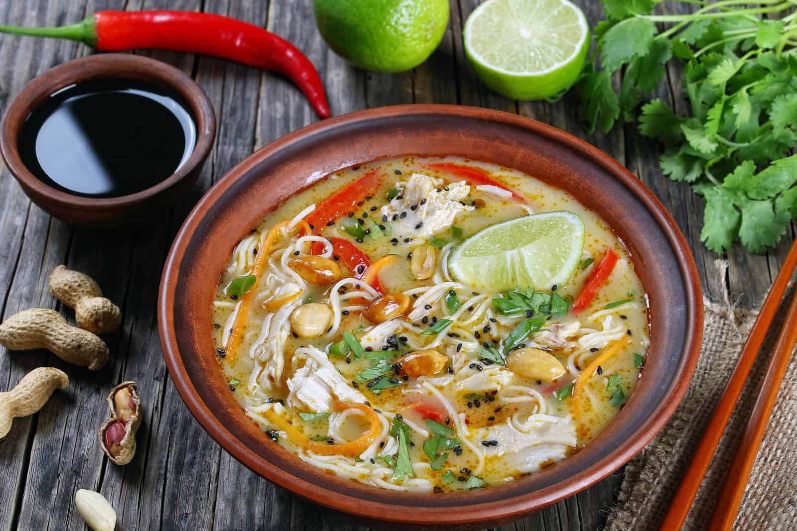 Thai peanut chicken noodle soup