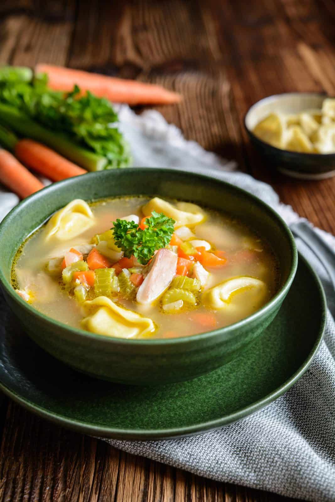 Lemon chicken tortellini soup