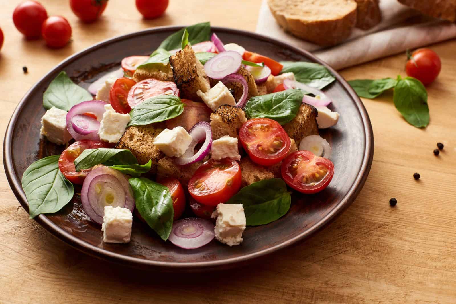 Italian panzanella bread salad