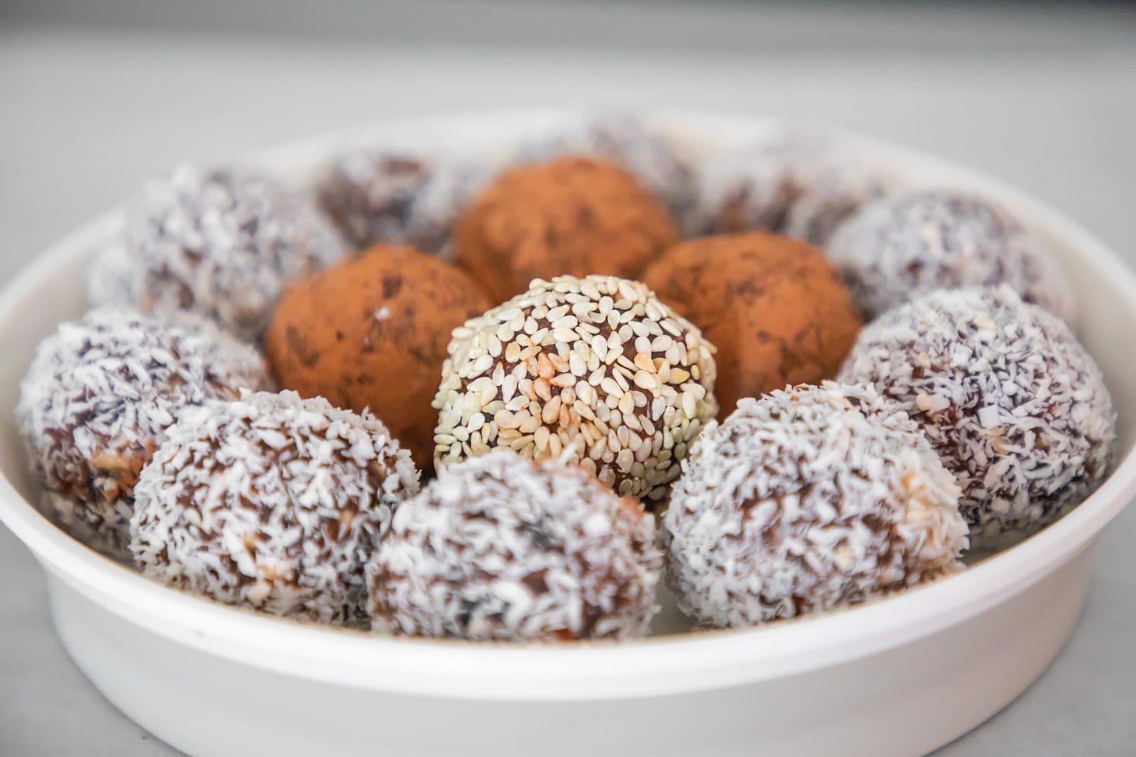 Coconut date nut ball