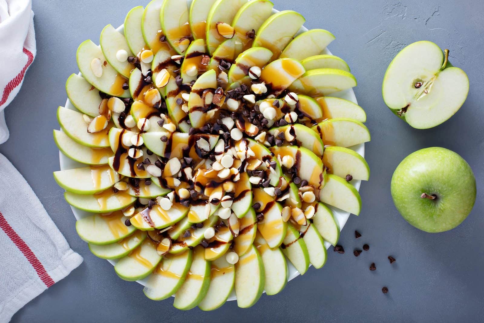 Salted caramel apple nachos