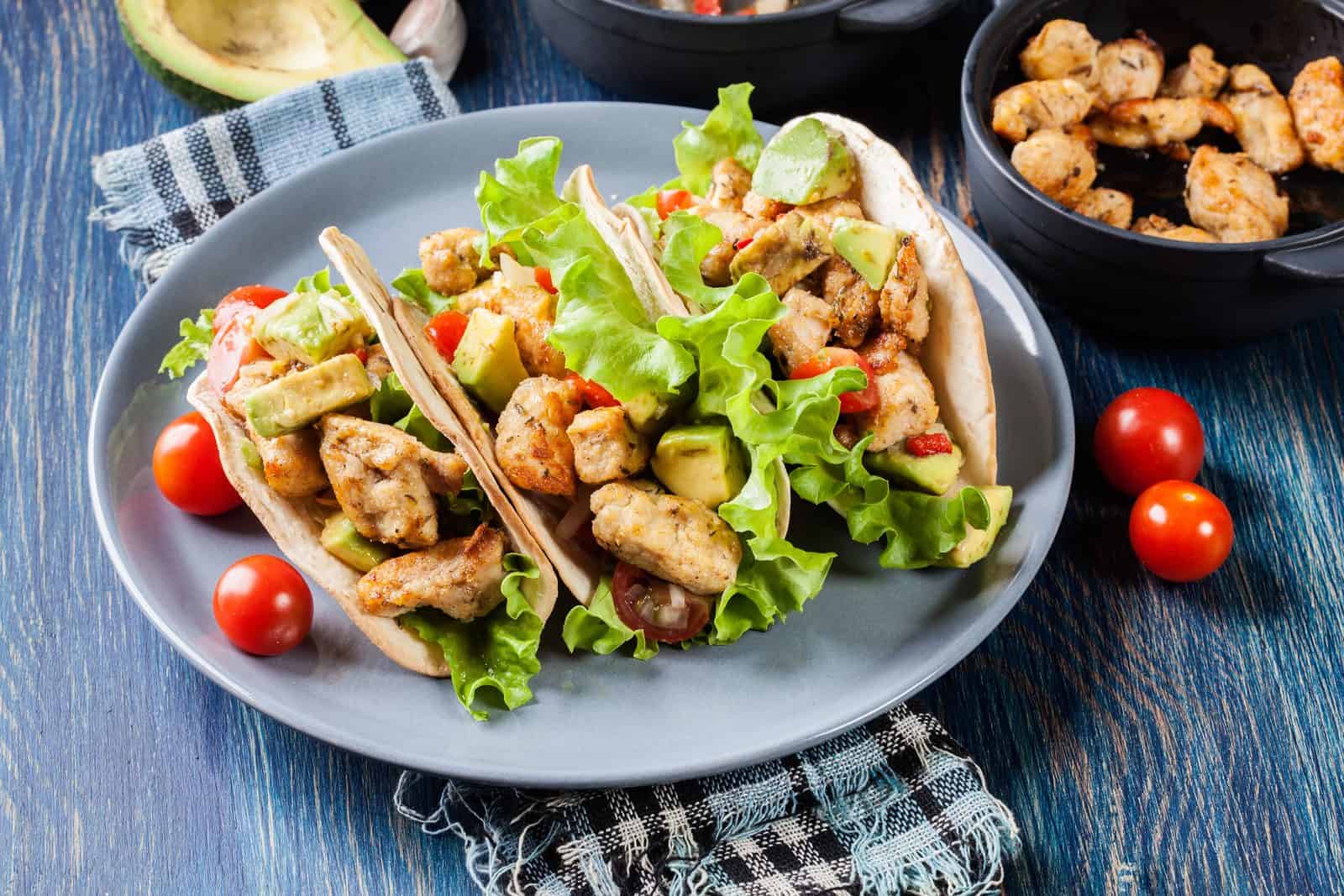 Avocado lime chicken taco
