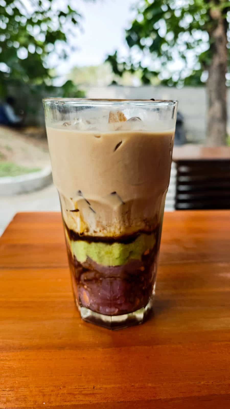 Iced ube coconut macchiato