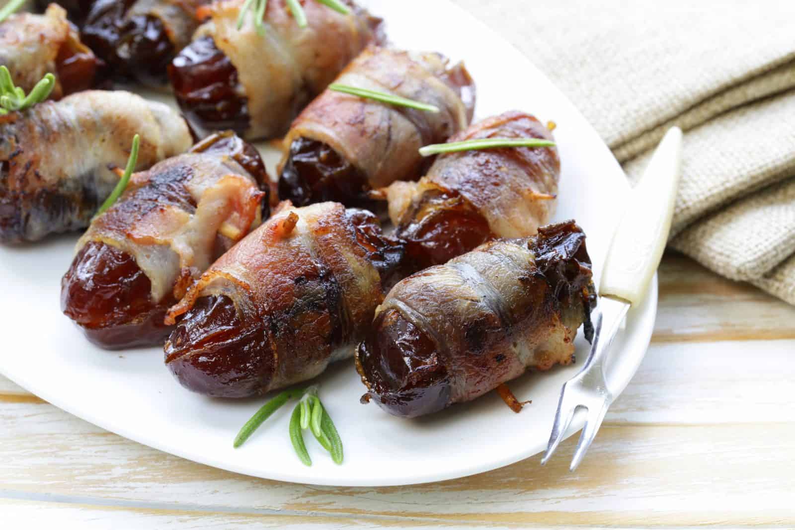 Bacon wrapped dates stuffed