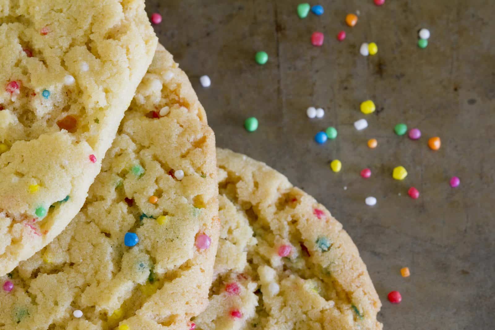 18 Unique Cookie Recipes That Disappear in Minutes 21 Funfetti Cake Mix Cookies on a plate