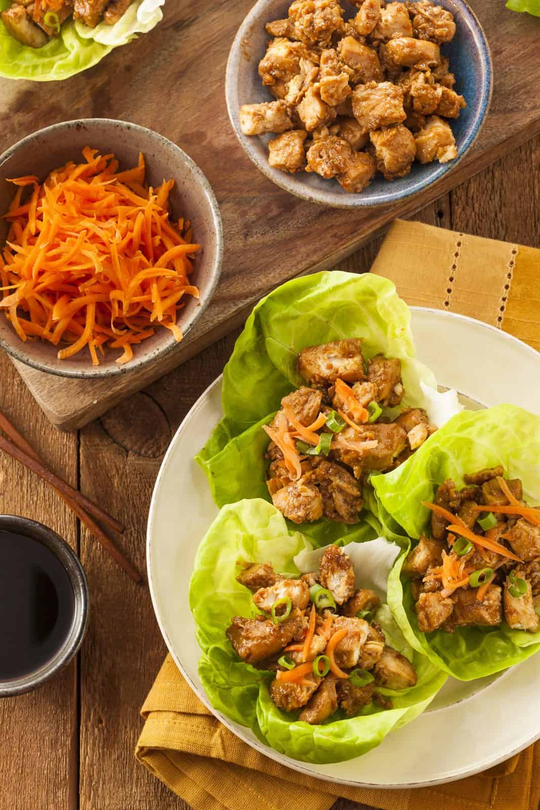 Mango chicken lettuce wrap