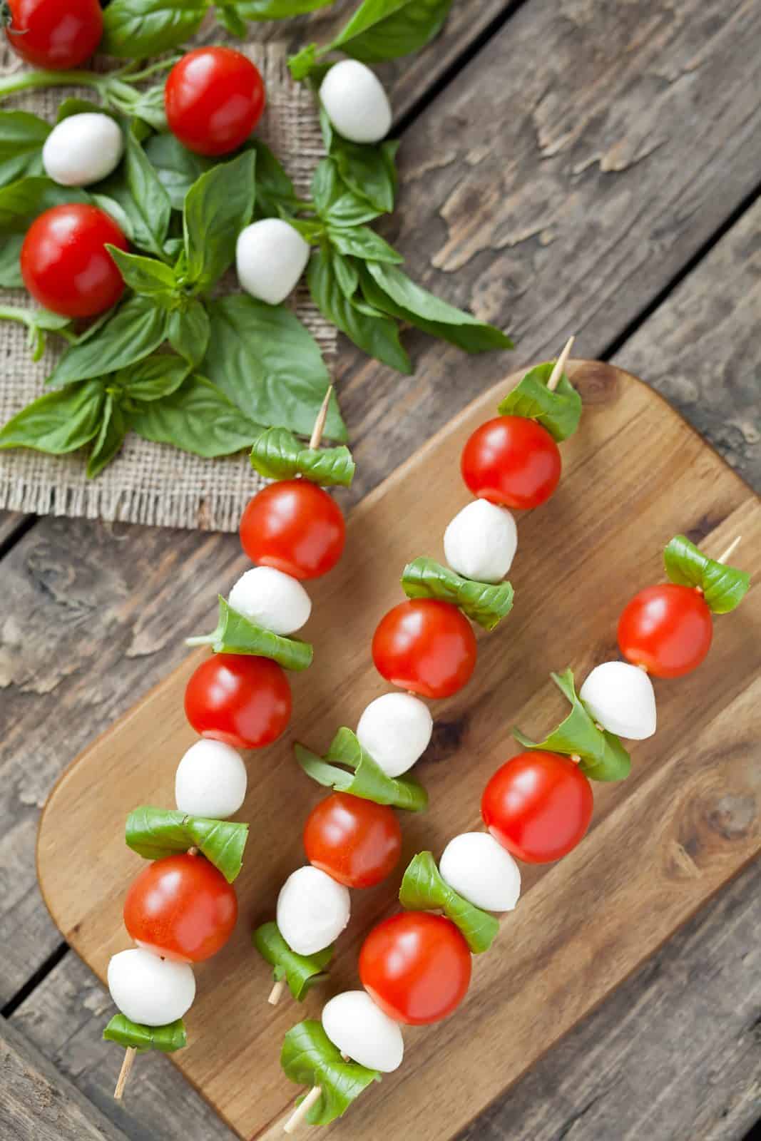 Tomato basil caprese skewer