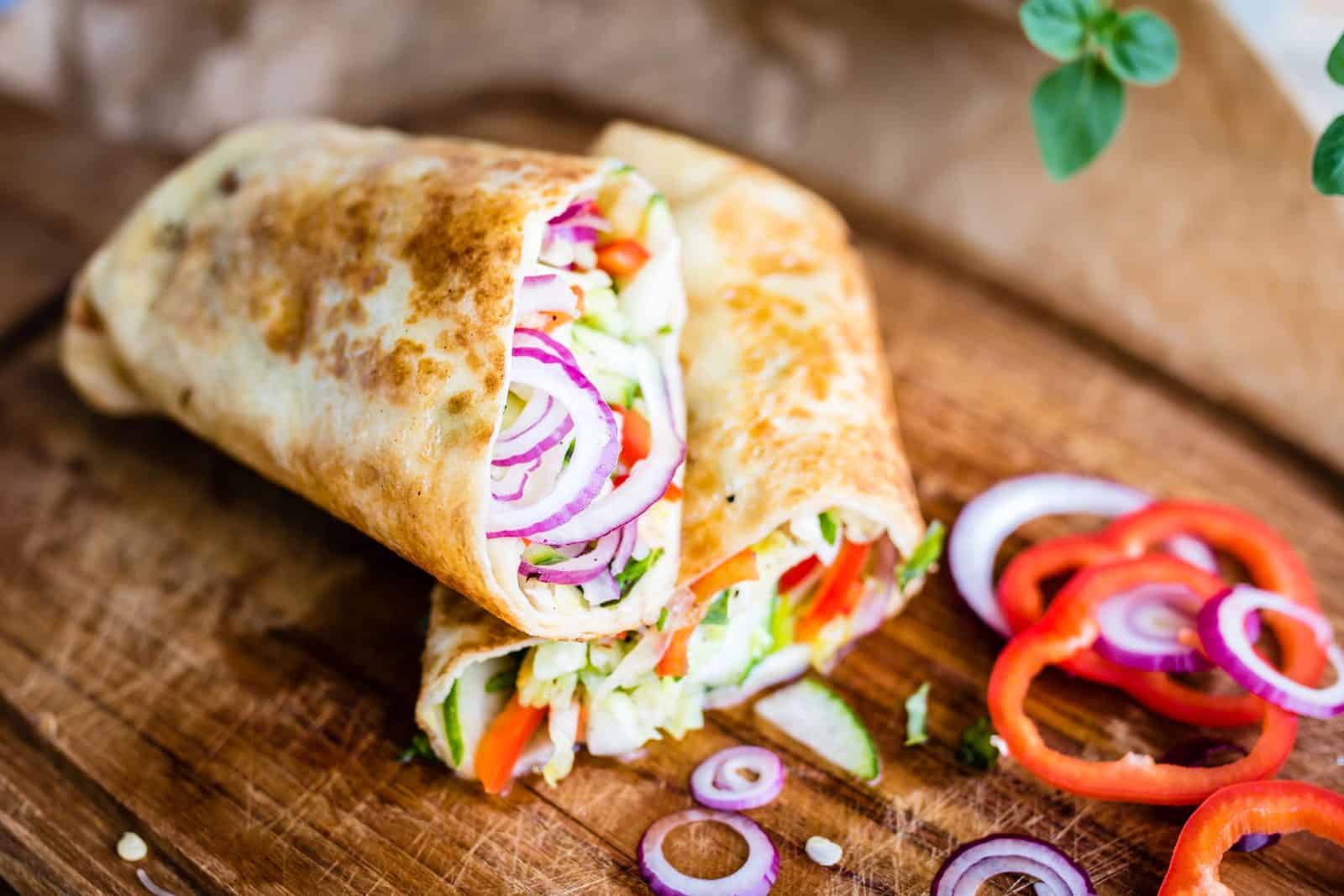Hummus and veggie wrap
