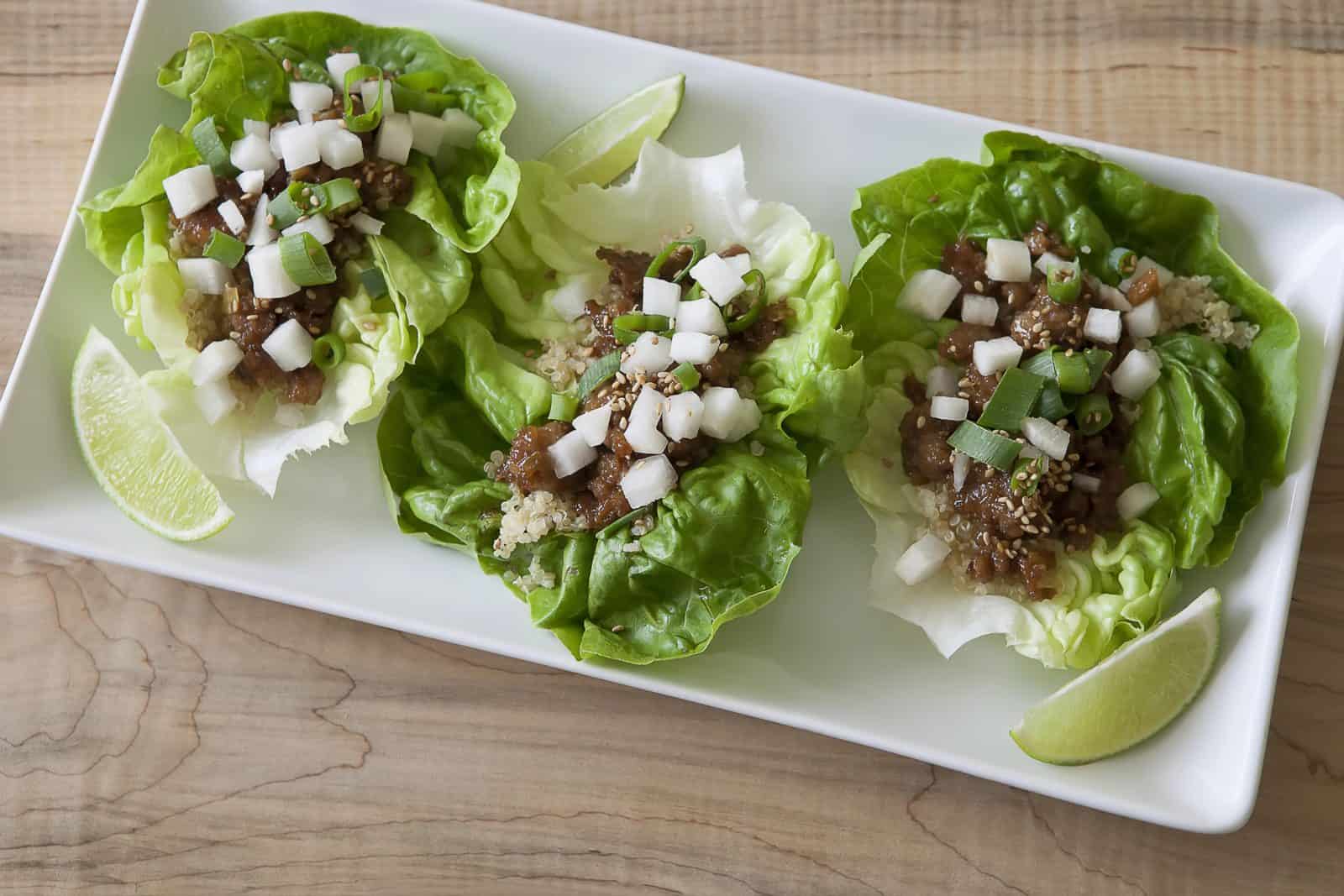 Smoky pork carnitas lettuce cup