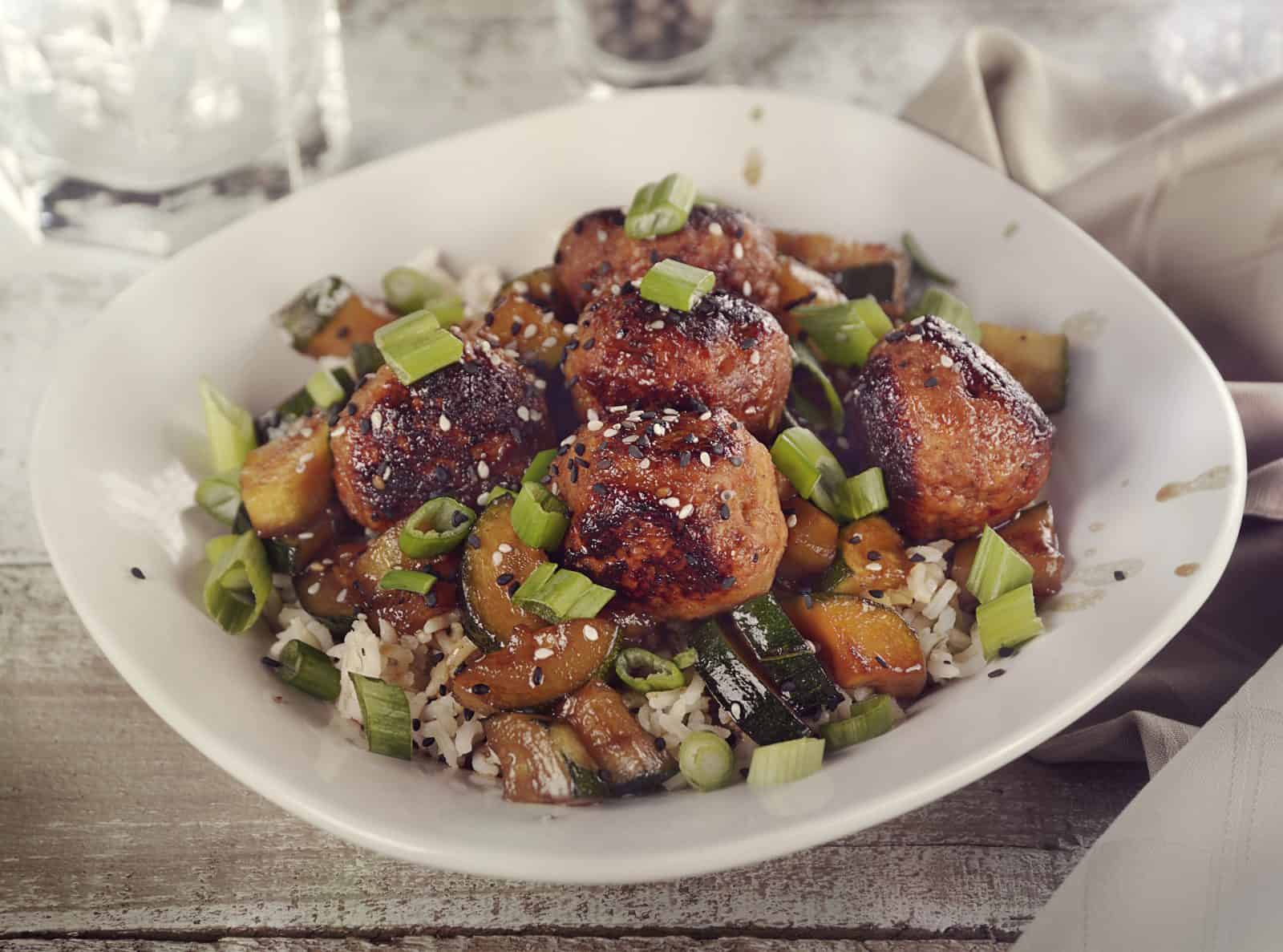 25 Quick and Easy Minced Chicken Recipes 12 Honey soy minced chicken meatballs and rice