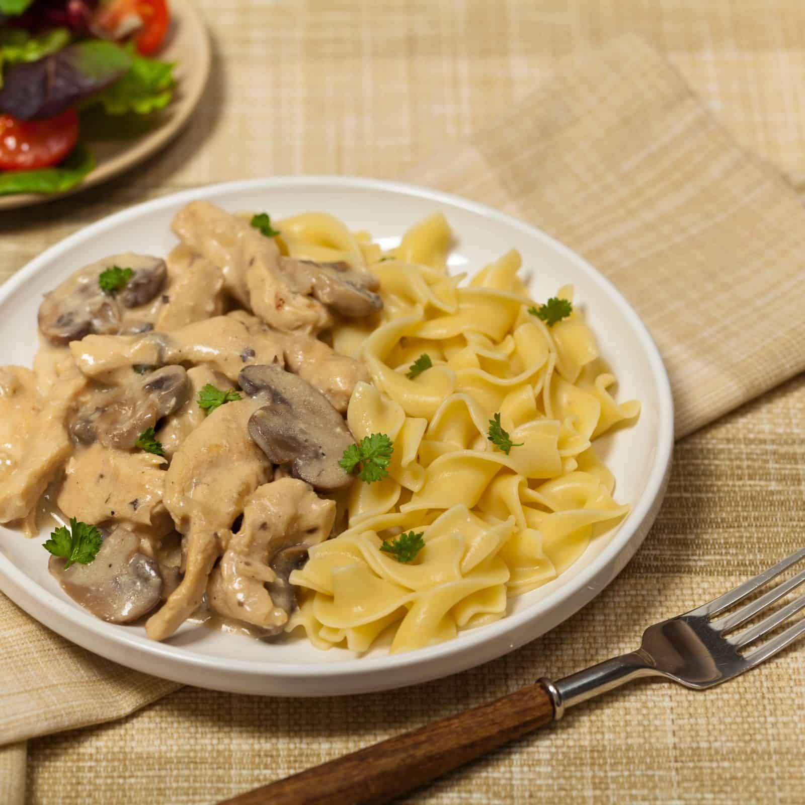 Mushroom chicken stroganoff