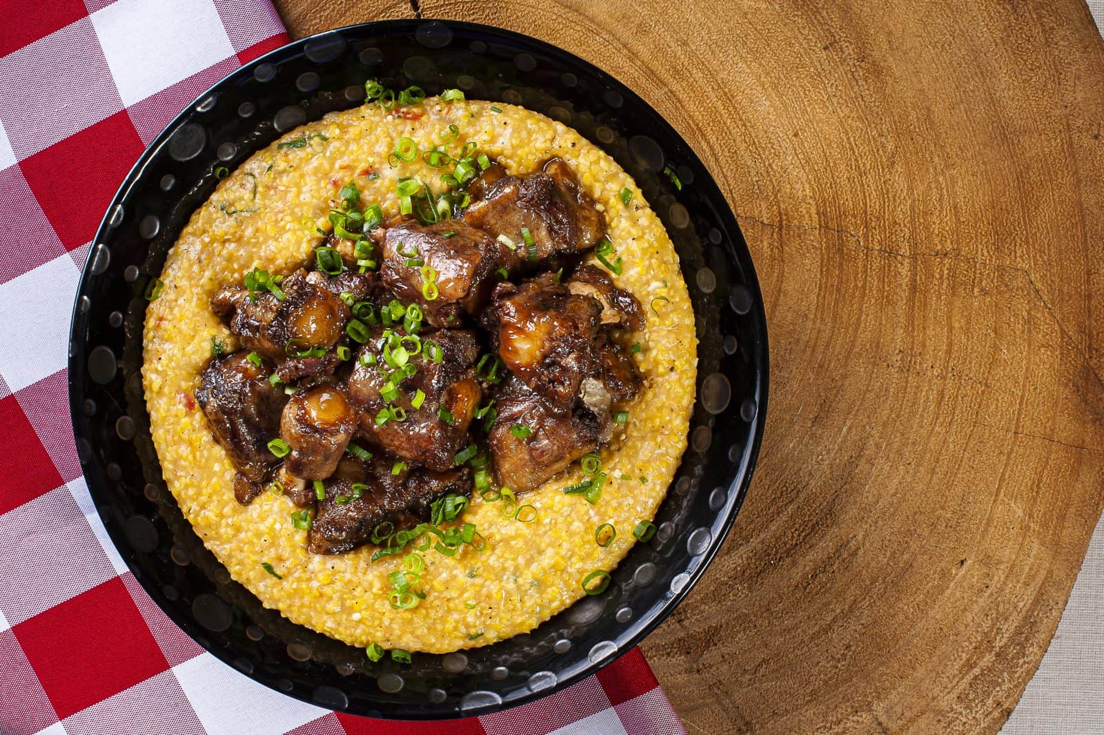 Beef ragu over polenta