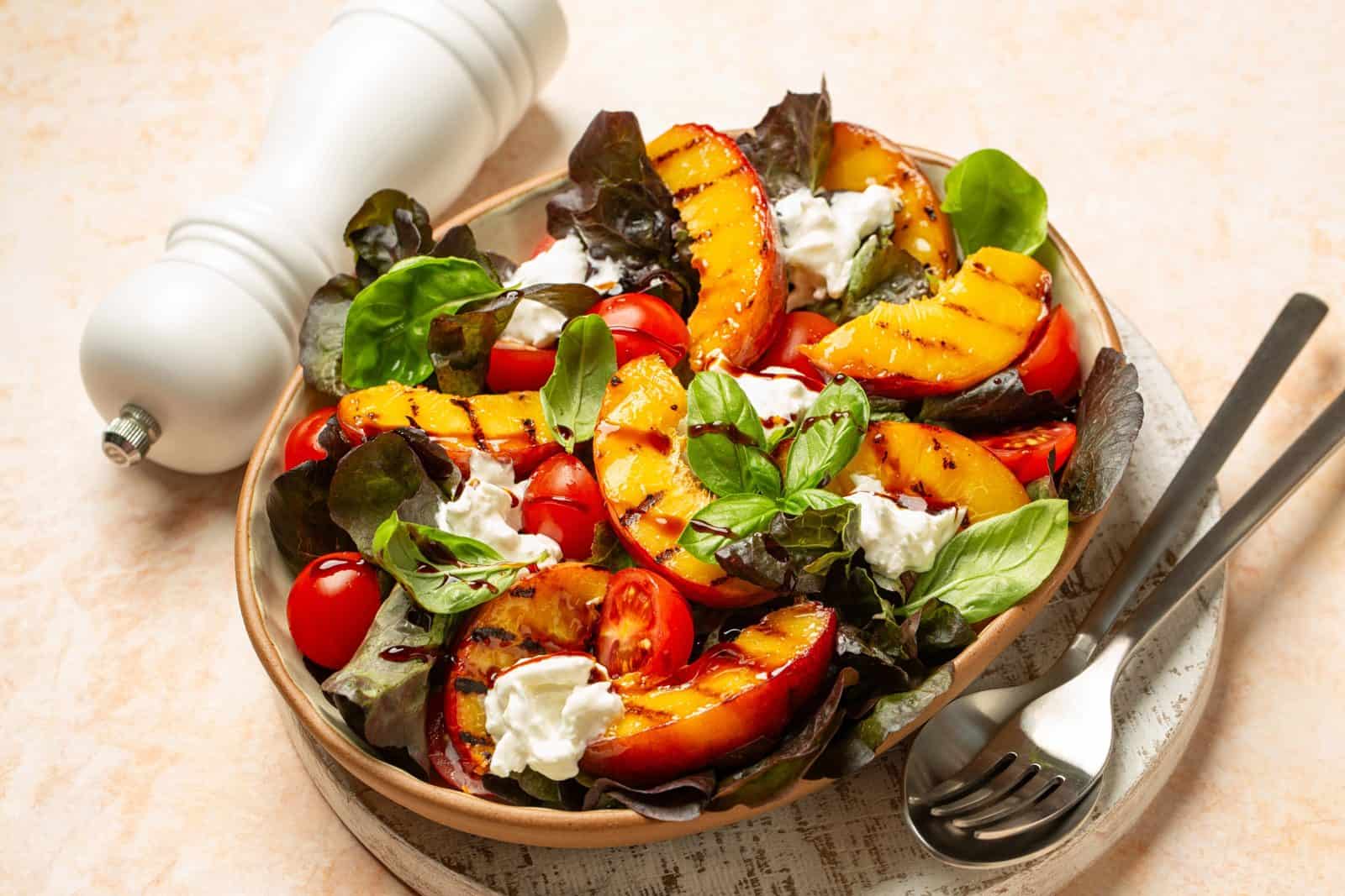 BBQ Side Dishes for a Memorial Day Cookout 12 Peach caprese salad