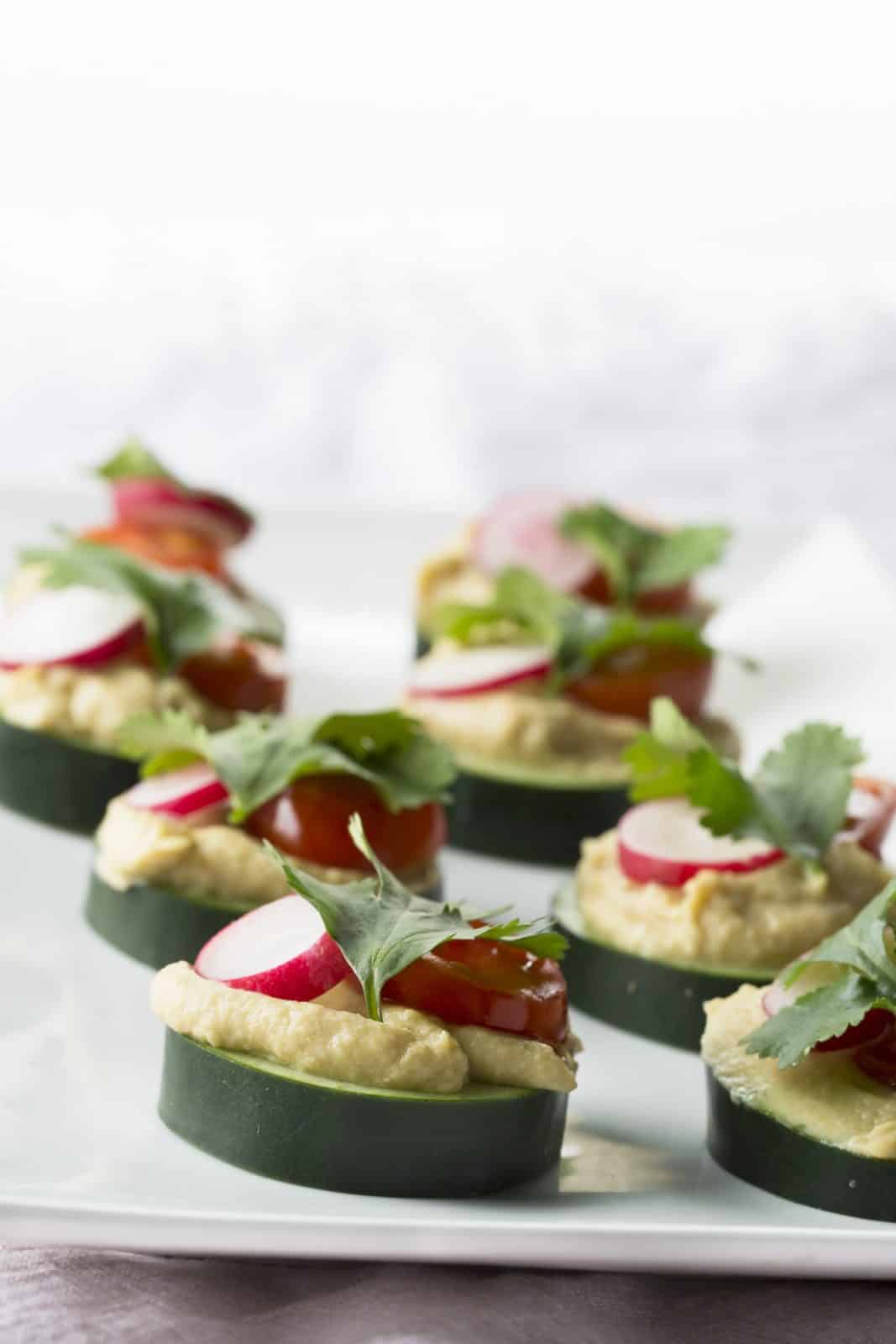 Cucumber hummus bite