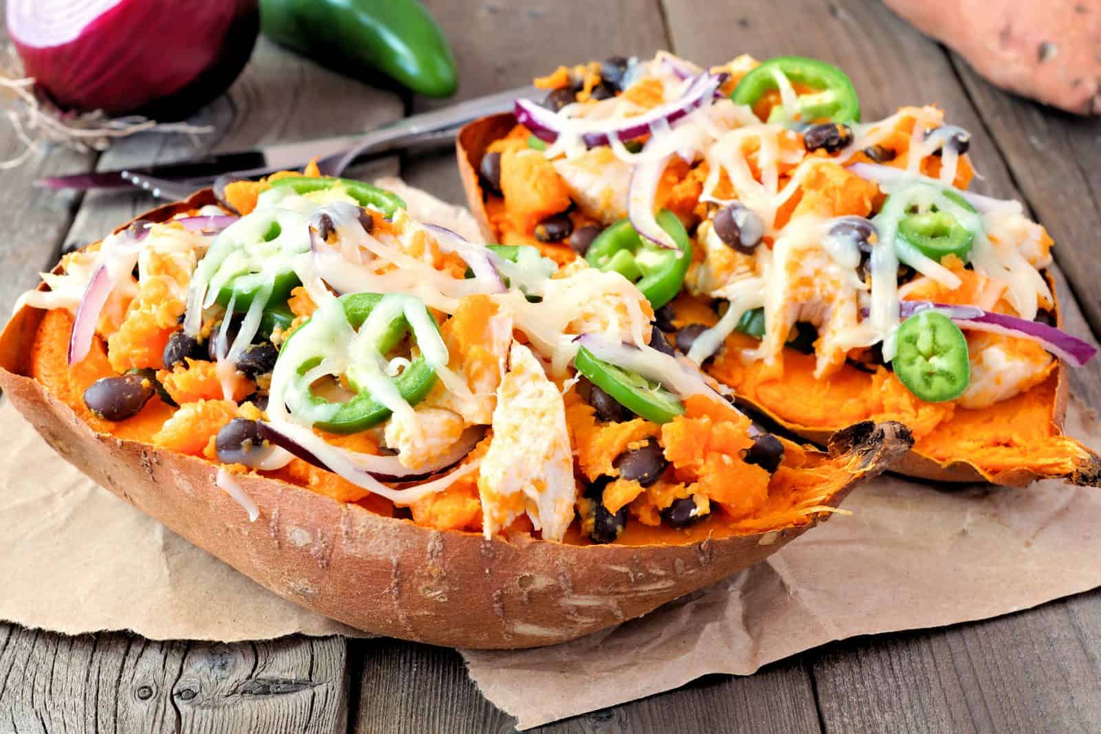 15 Shredded Chicken Recipes for Busy Weeknights 19 Barbecue shredded chicken stuffed sweet potato