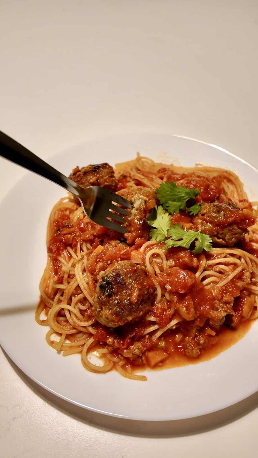 End Result of Spaghetti with Meatballs