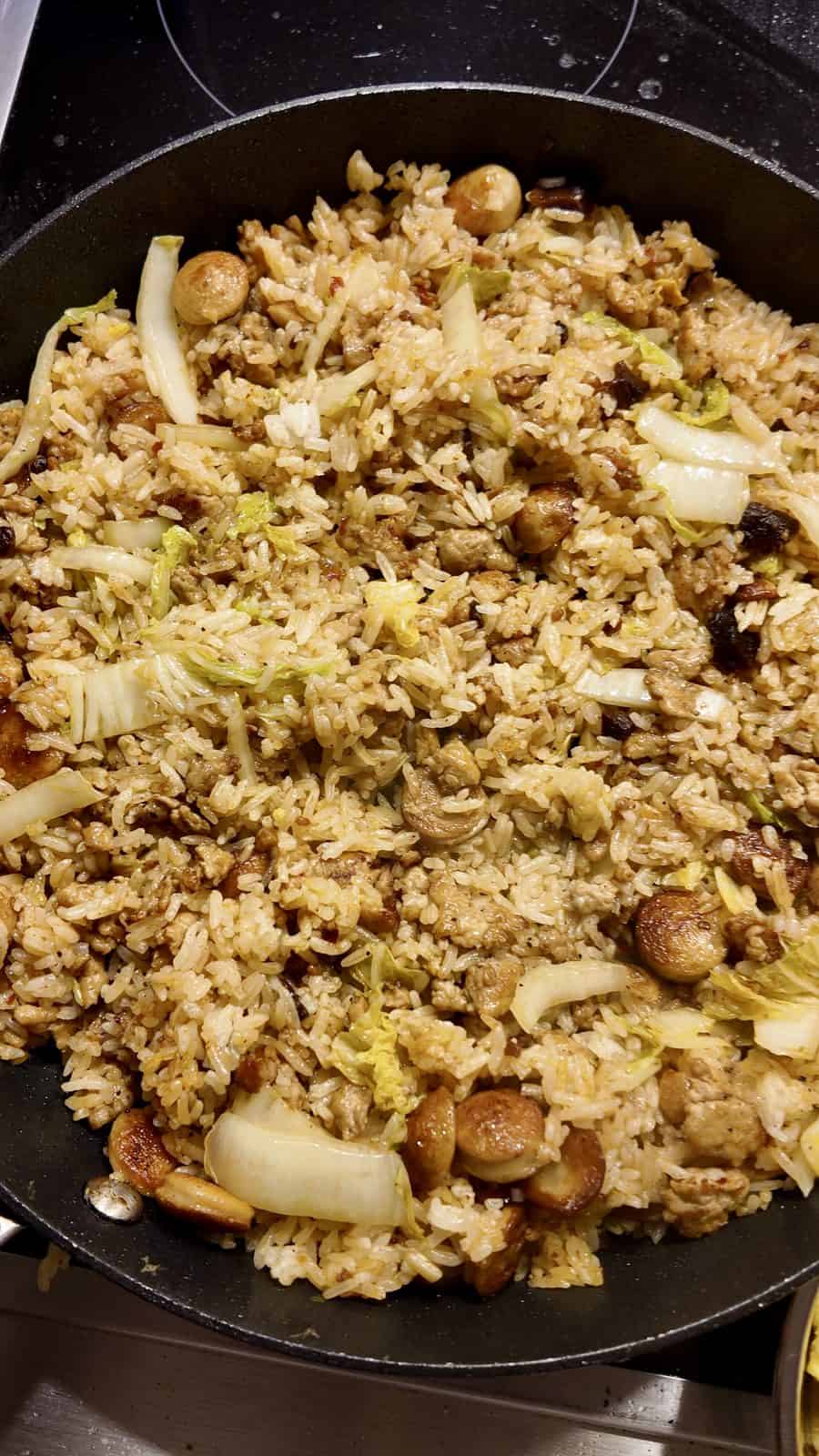 Fridge Leftover Fried Rice with Chinese Cabbage and Sausage 2 Finished Result of Fried Rice