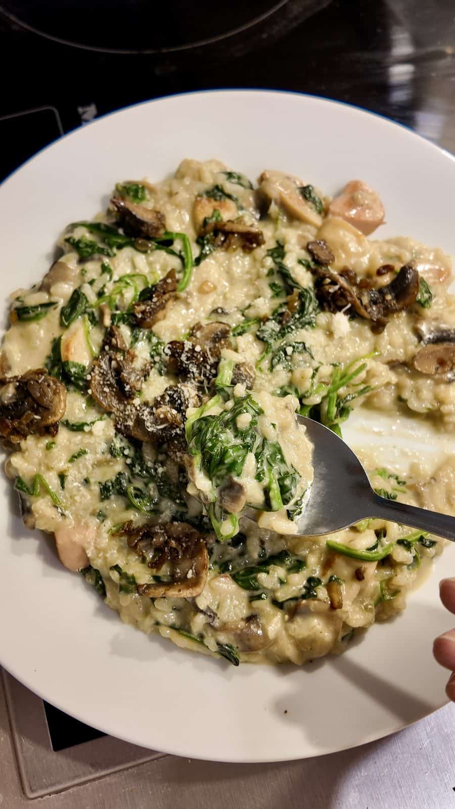 Spinach & Sausage Risotto with Mushrooms for Extra Earthy Chew 5 Finished Result of Spinach & Sausage Risotto