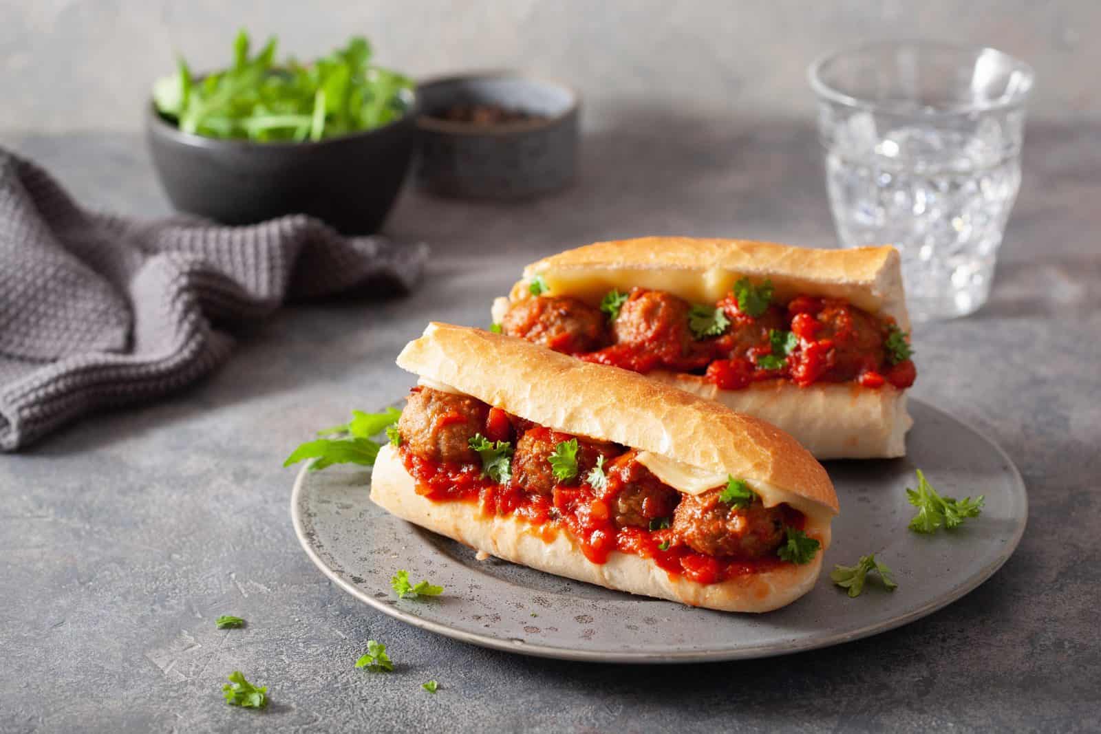 Garlic butter stuffed meatball sub