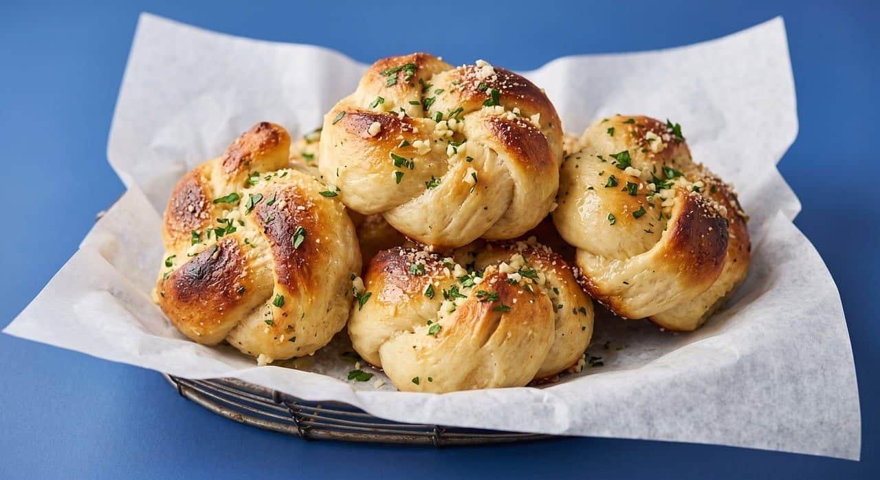 Thanksgiving Appetizers to Start the Feast 100 Garlic Knots served and ready to eat