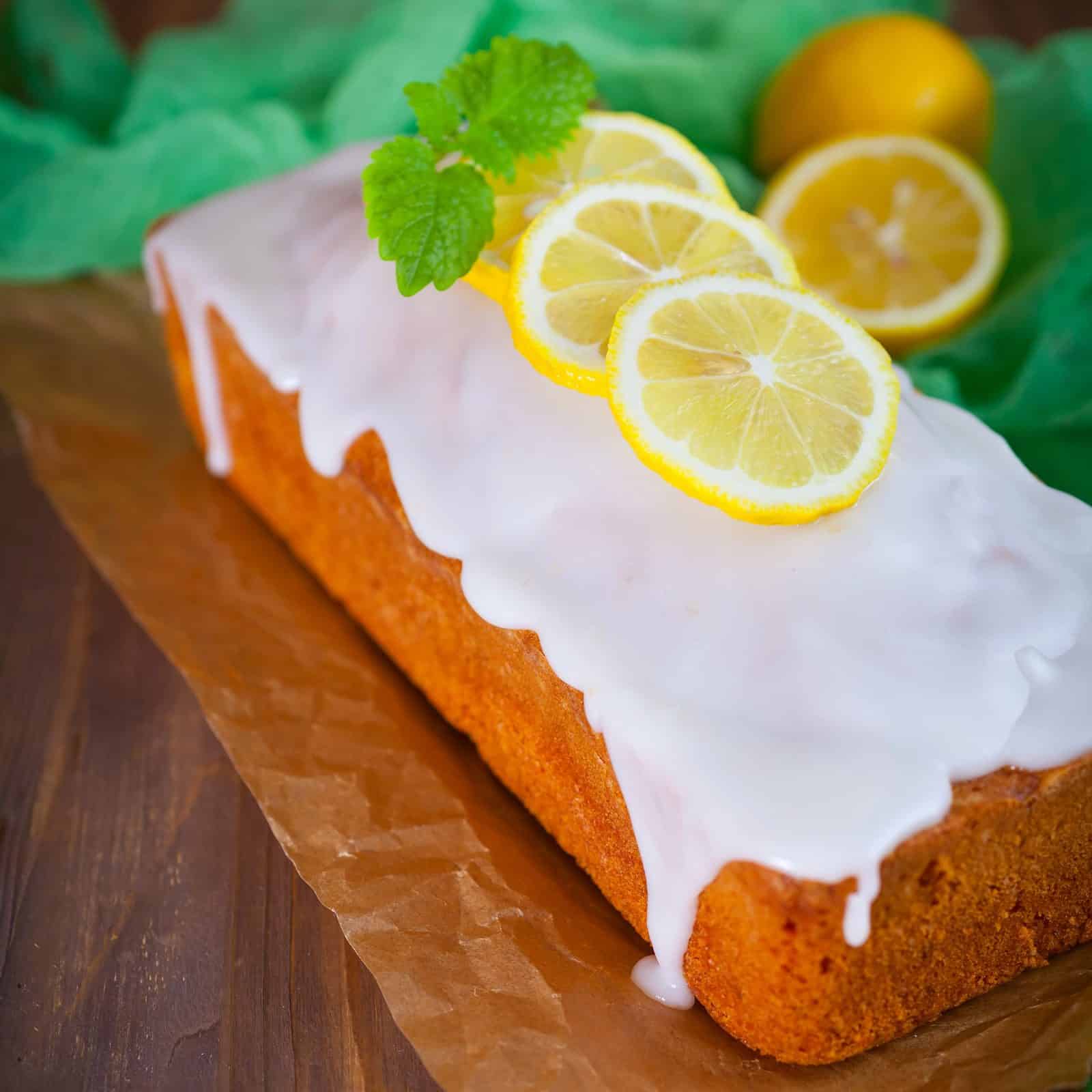 Glazed Lemon Pound Cake on a plate