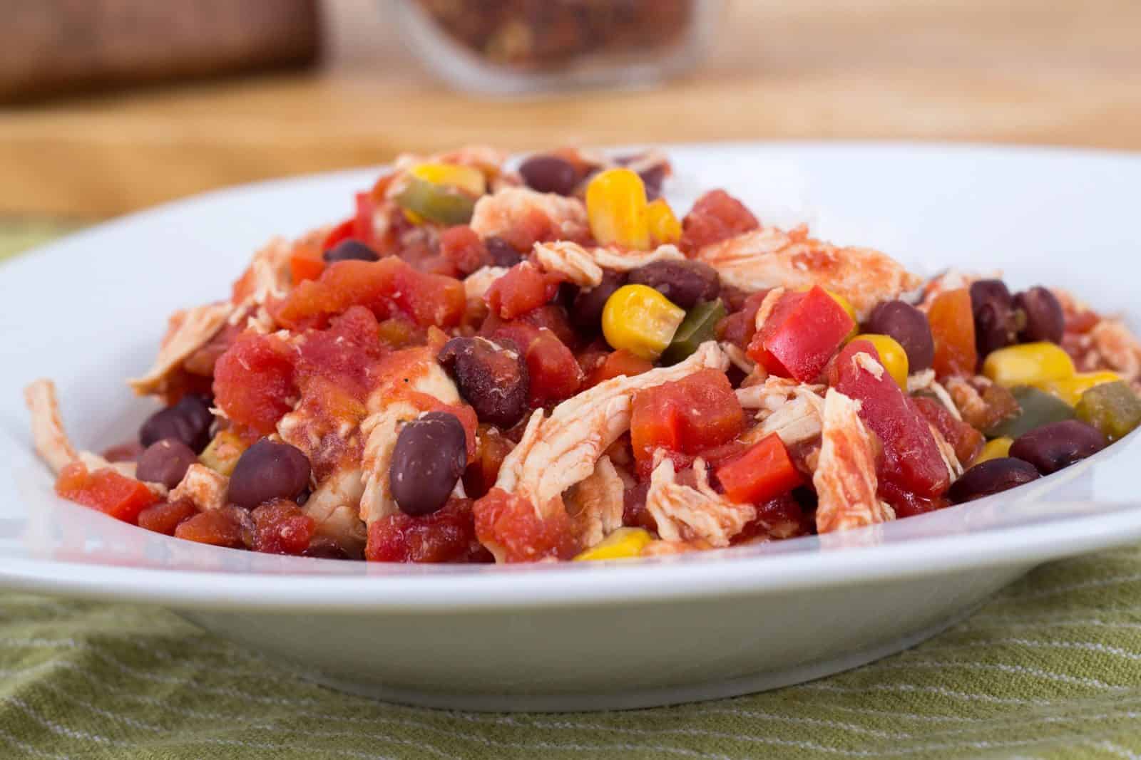 Quick Chicken Dinners for Moms Who Forgot to Thaw Anything 8 Instant Pot Salsa Chicken with Canned Black Beans on a plate