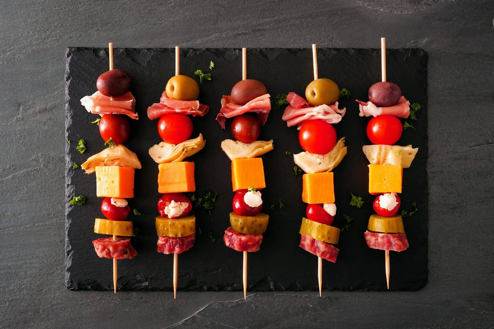 22 Room-Temperature Appetizers That Travel Well 48 Italian antipasto skewer