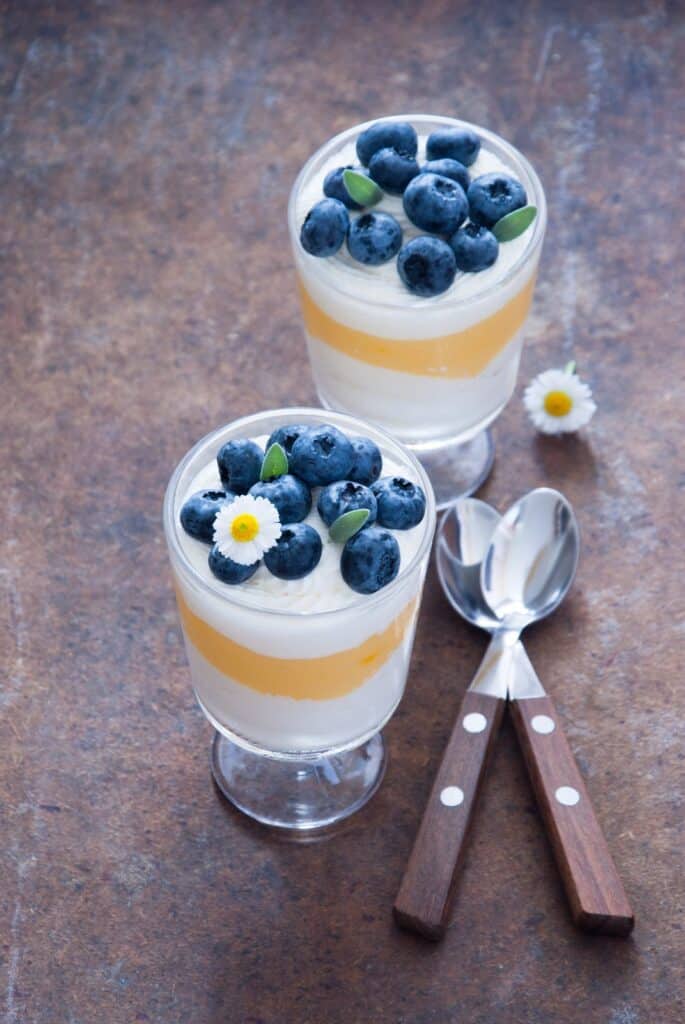 Lemon Blueberry Yogurt Parfaits on a plate