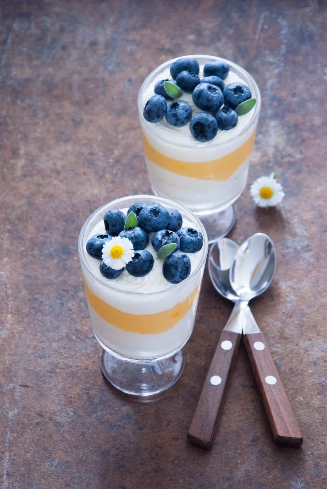Lemon Blueberry Yogurt Parfaits on a plate