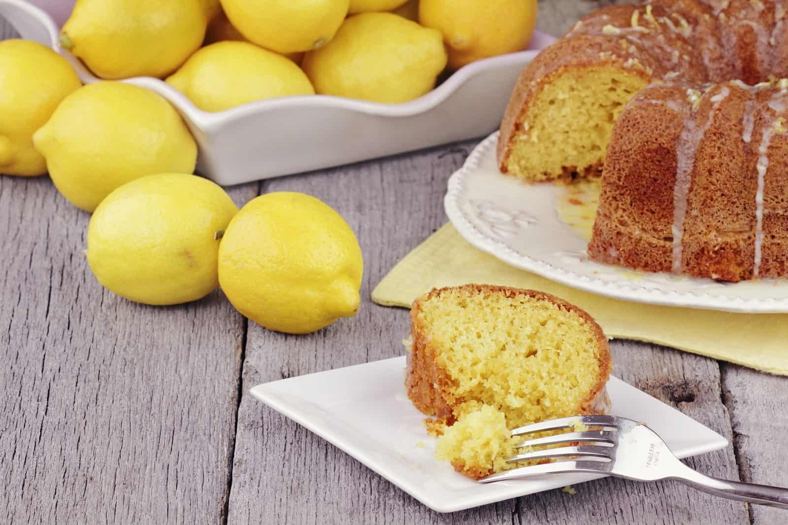 One-Bowl Lemon Bundt Cake on a plate