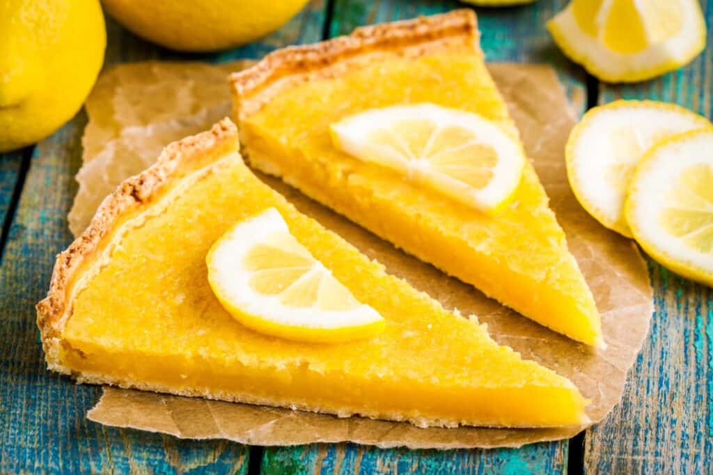 Lemon Mascarpone Tart on a plate
