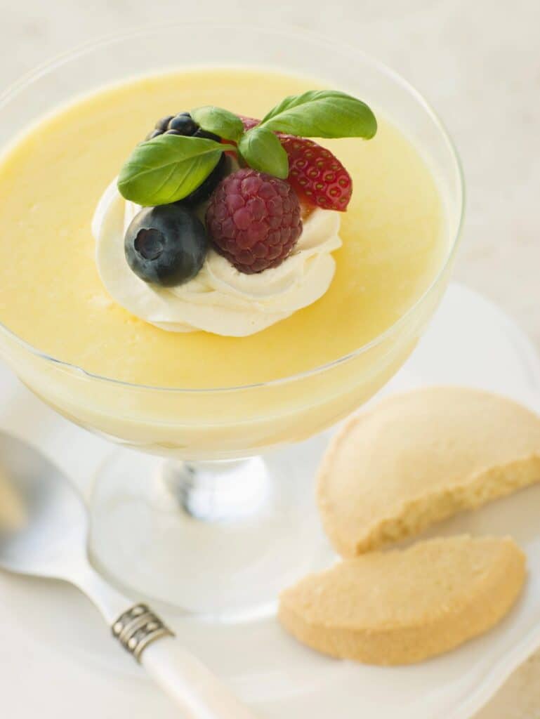Fresh Lemon Posset on a plate