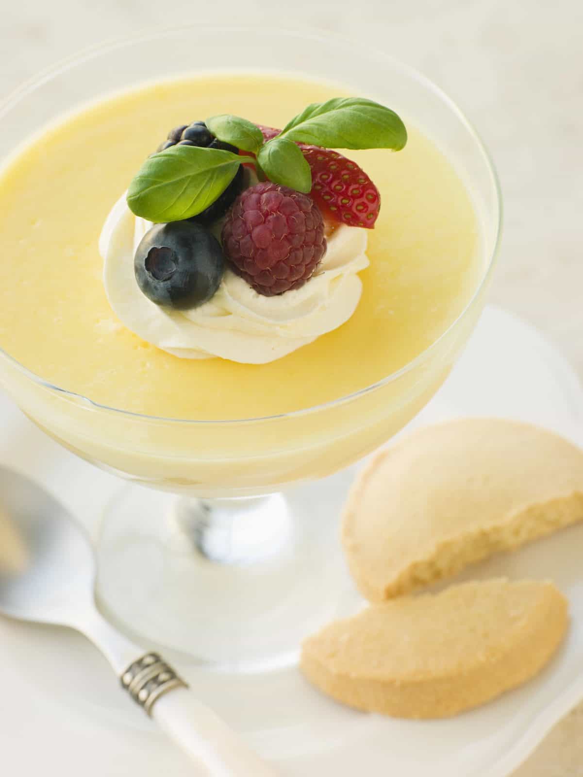 Fresh Lemon Posset on a plate