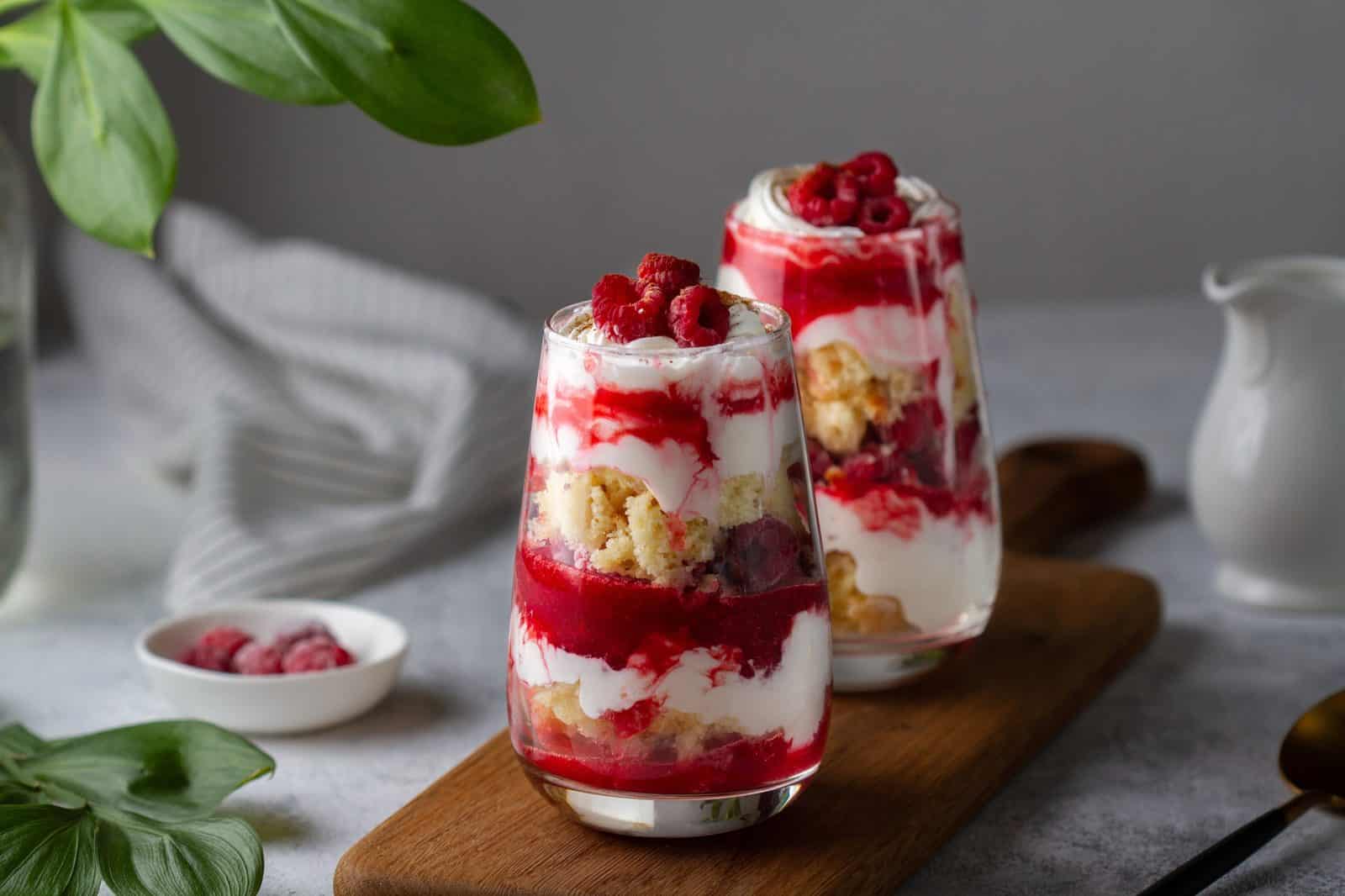 Lemon Raspberry Trifle on a plate