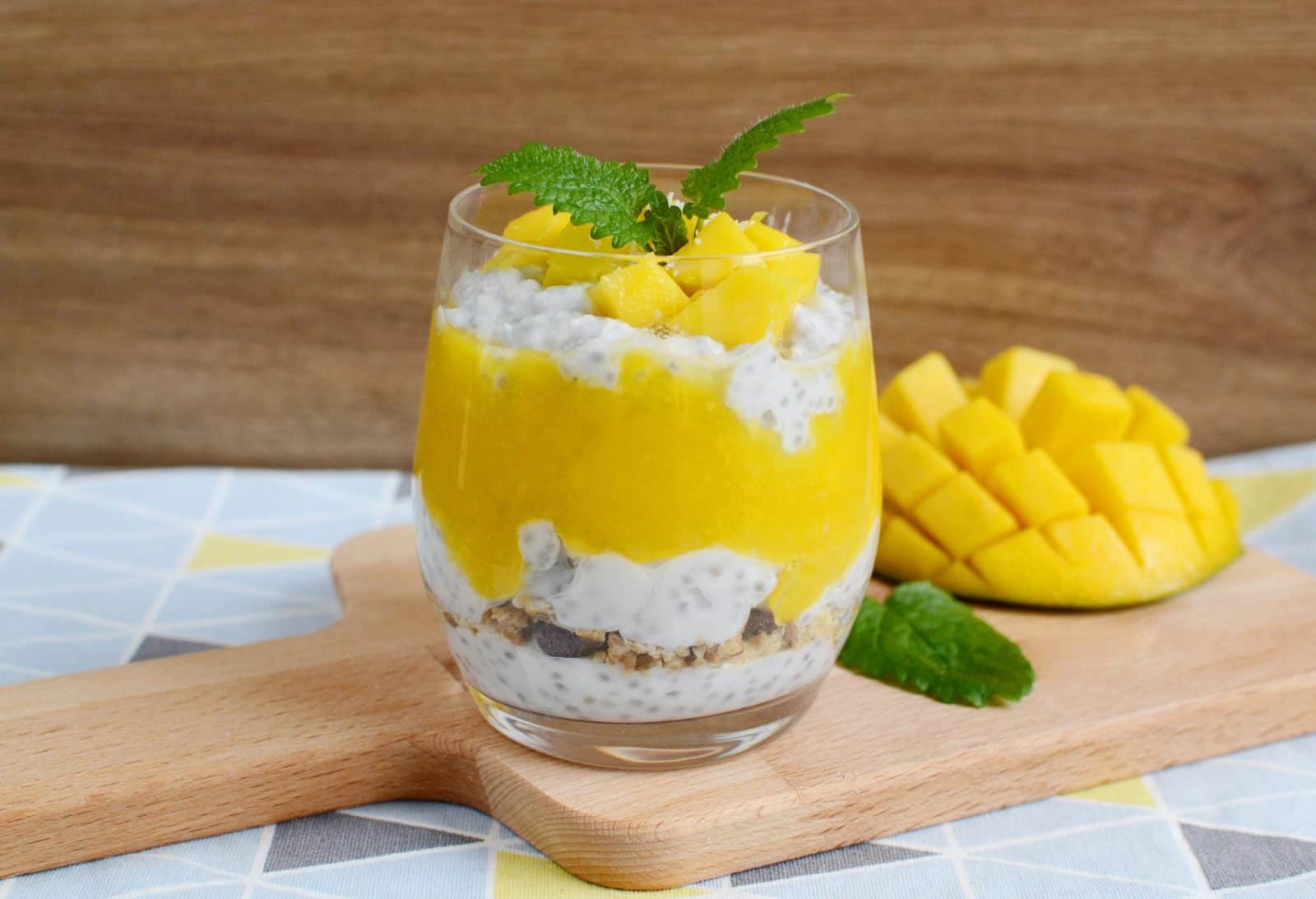 Mango Coconut Chia Pudding on a plate