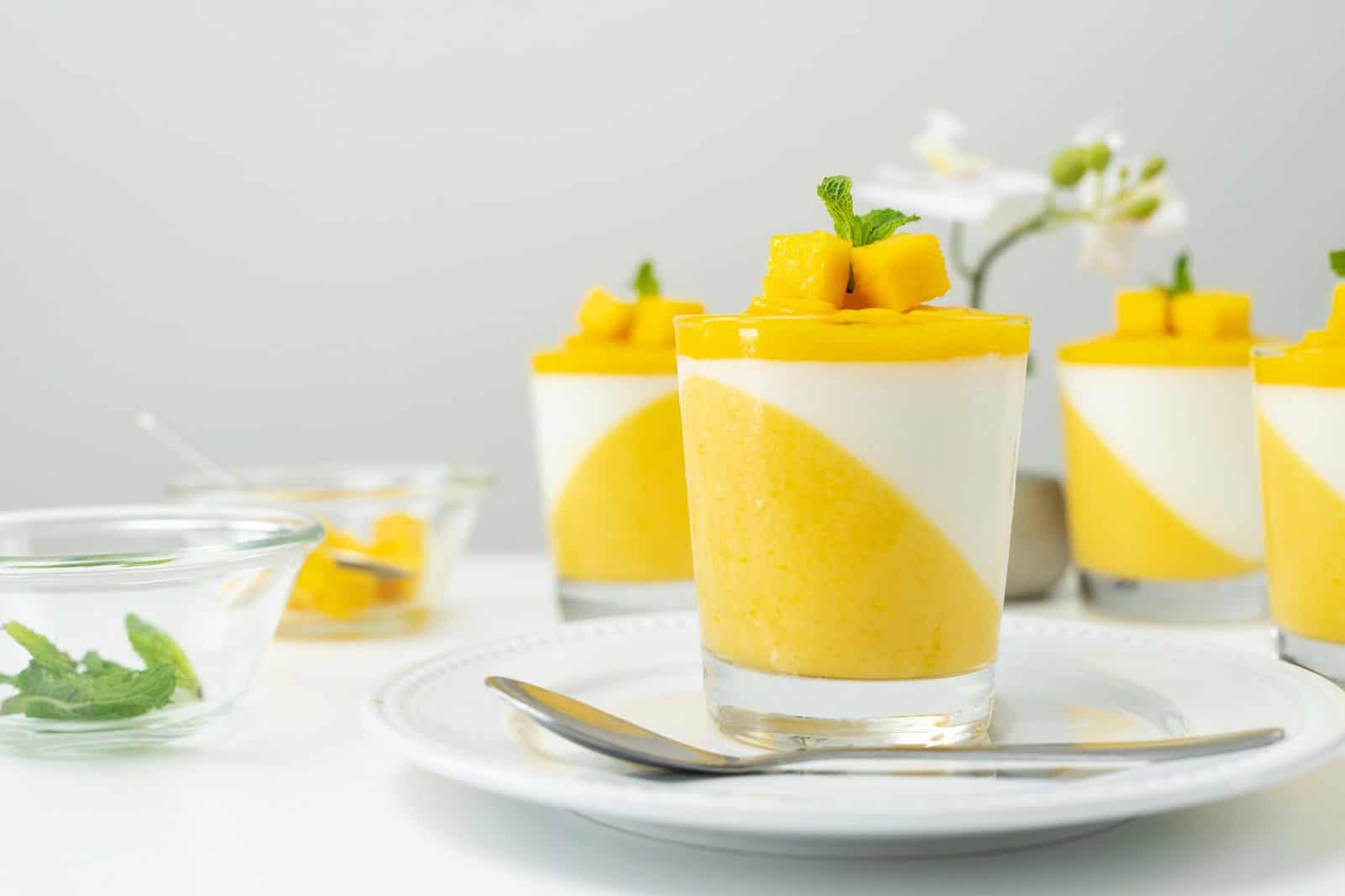 Easy Mango Panna Cotta on a plate