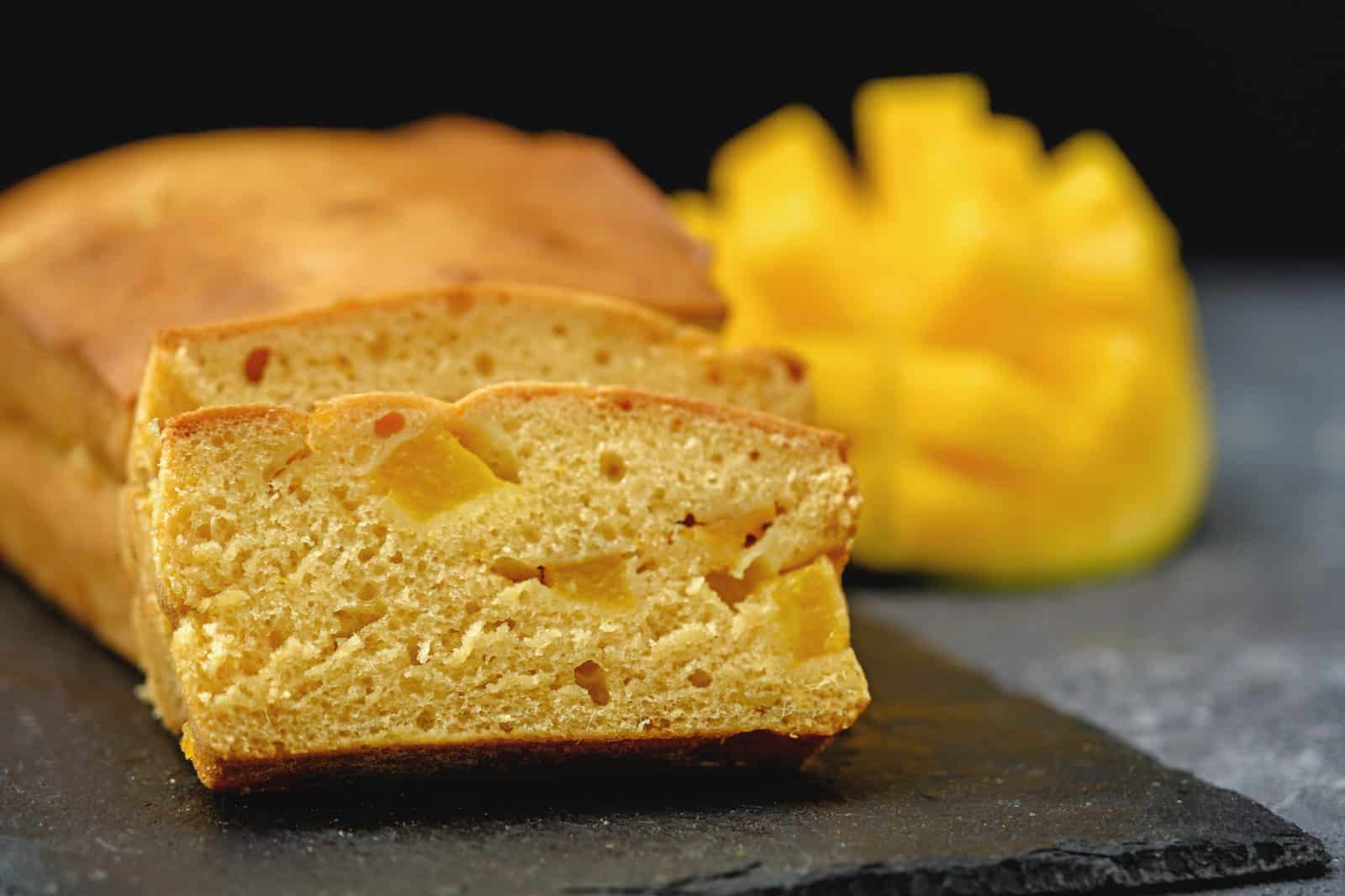 Simple Mango Pound Cake on a plate
