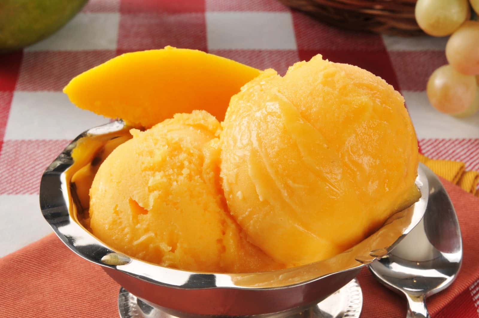 Easy Mango Sorbet on a plate