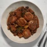 Crockpot Chicken Meatball Stew With Mushrooms and Zucchini