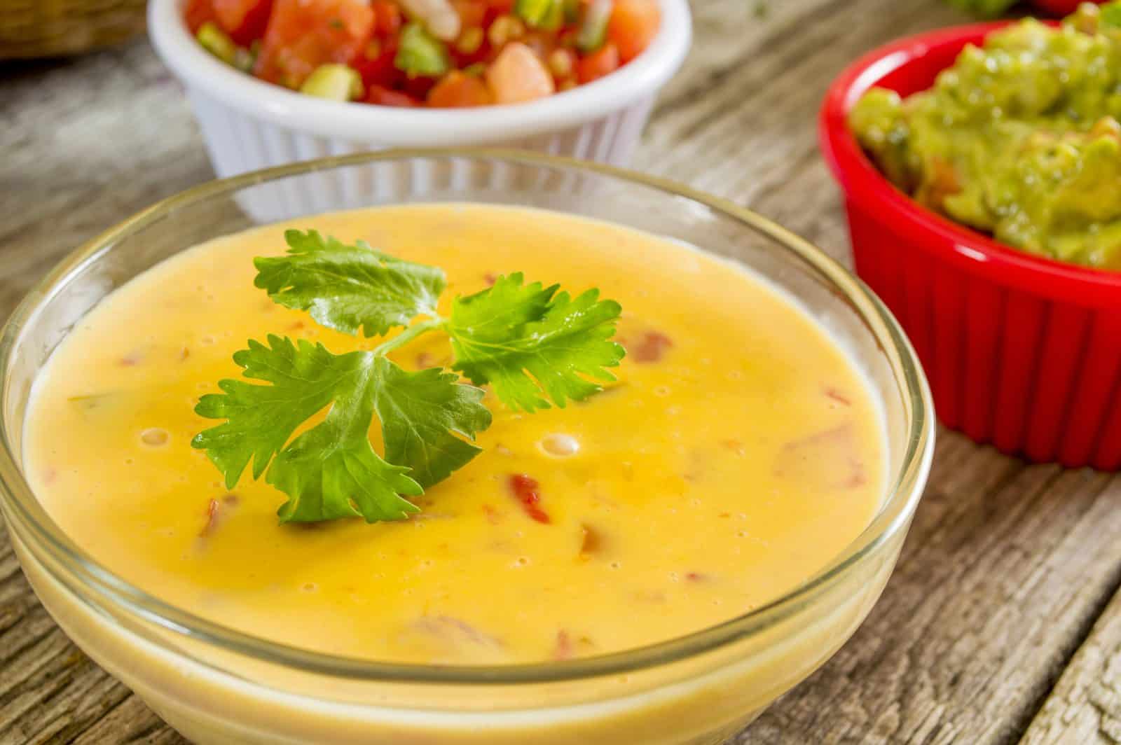 Mexican queso dip on a plate