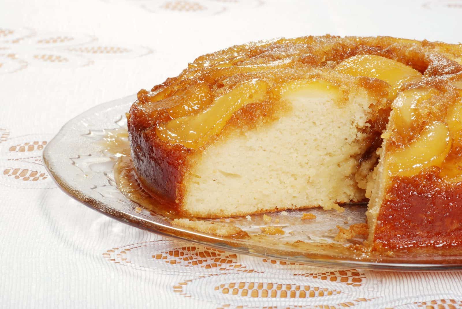 Pear Dessert Recipes for Easy Entertaining 18 Pear Upside-Down Cake on a plate