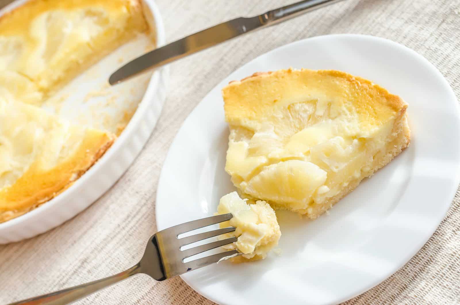 Pineapple cheesecake on a plate