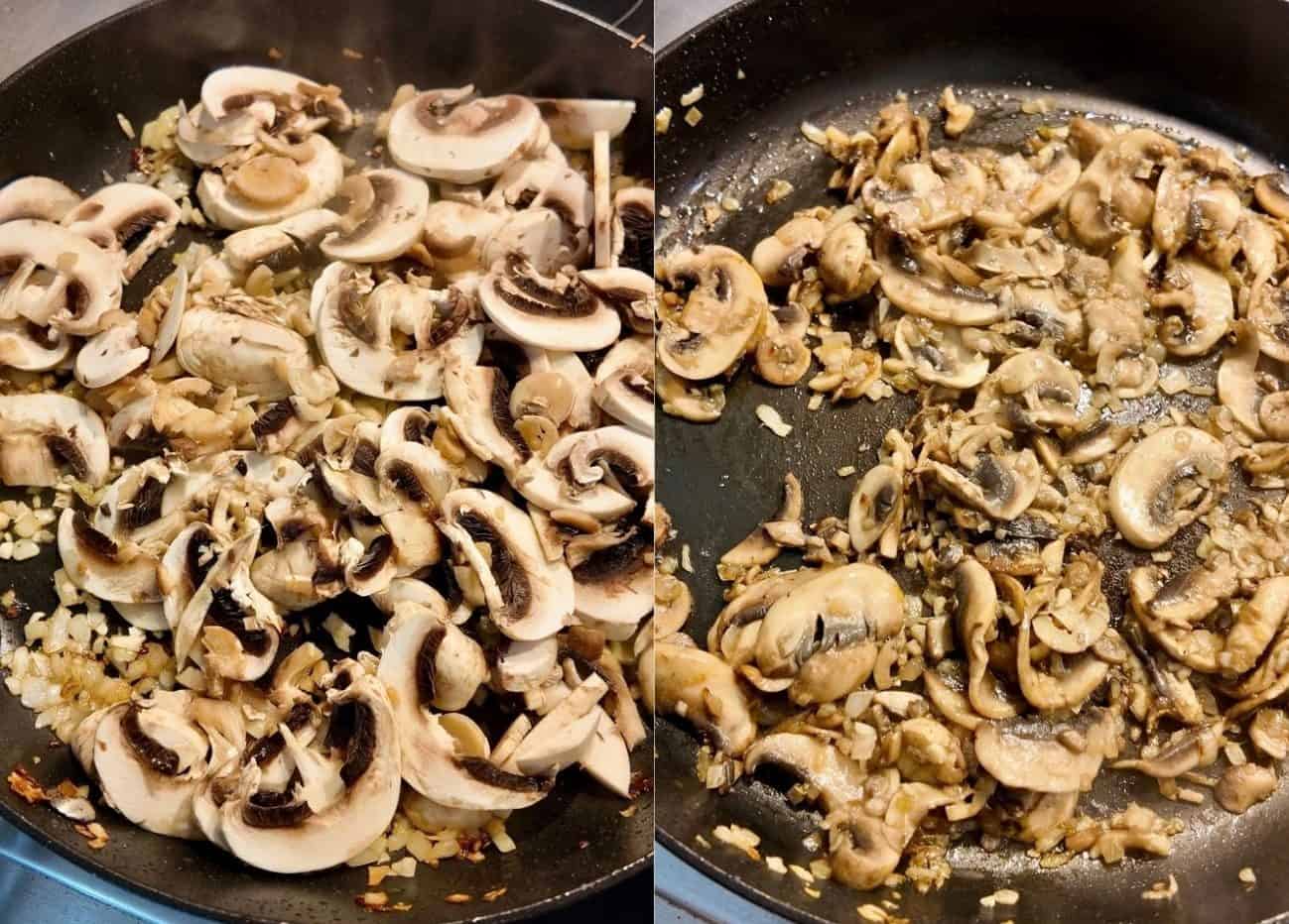 Spinach & Sausage Risotto with Mushrooms for Extra Earthy Chew 3 Process of cooking the mushrooms