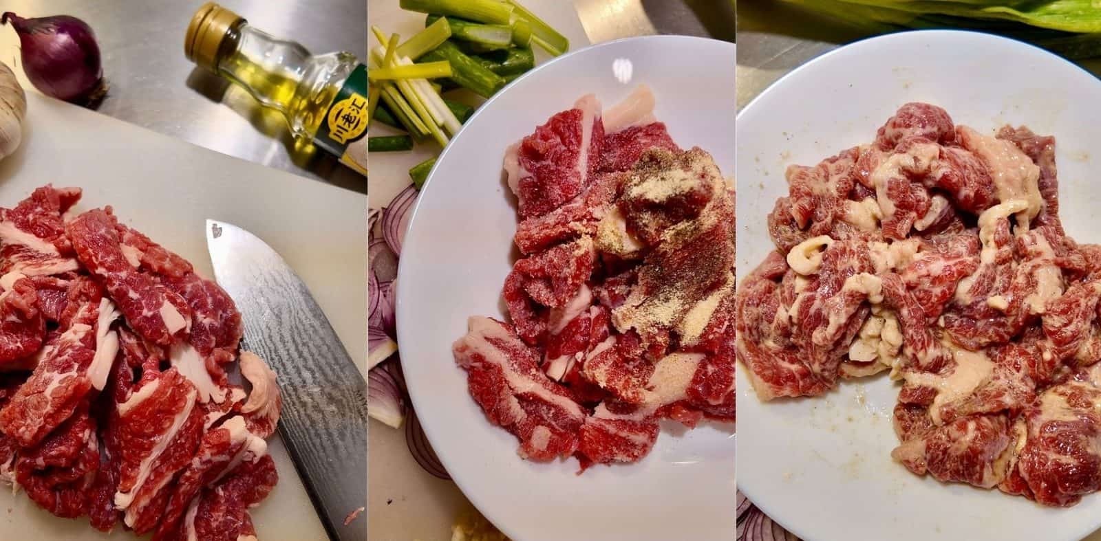 Sliced Up Beef, getting marinated