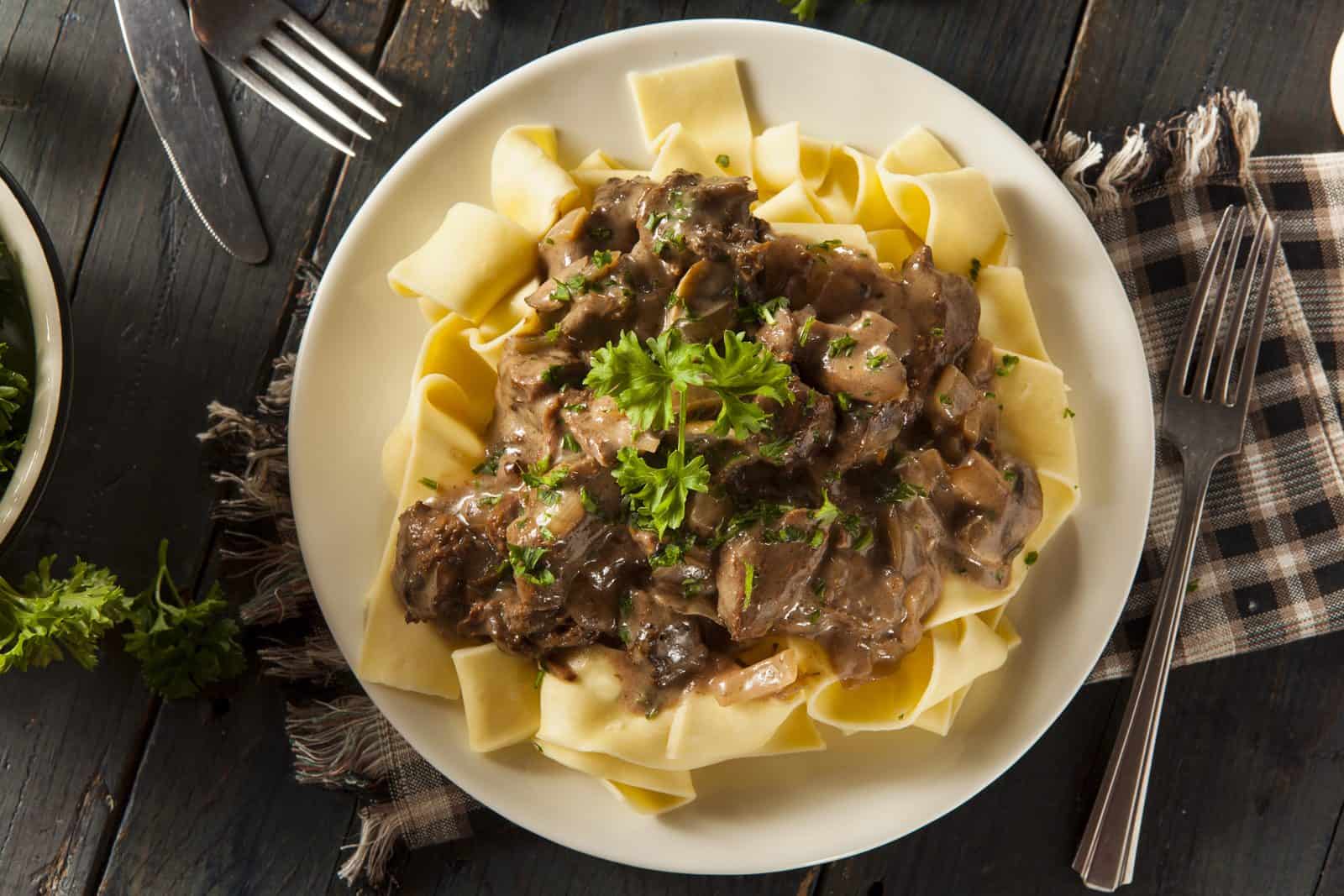 Dump beef stroganoff dinner
