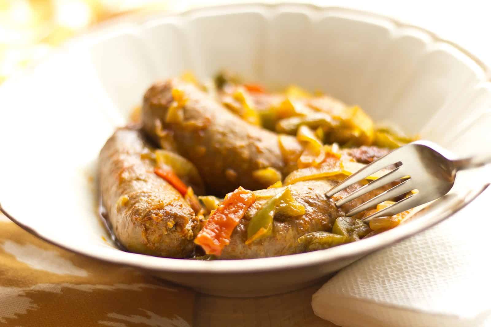Dump sausage and pepper