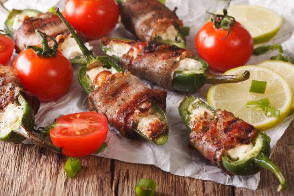 Smoked Appetizers for BBQ Season 30 Smoked Bacon-Wrapped Jalapeños on a plate